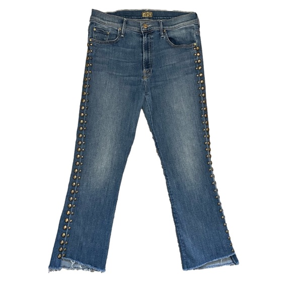 MOTHER Denim The Insider Crop Step Fray 32 Rough Stud - Picture 2 of 11